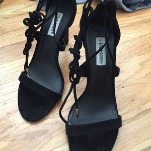 Black Suede Lace Up Heels